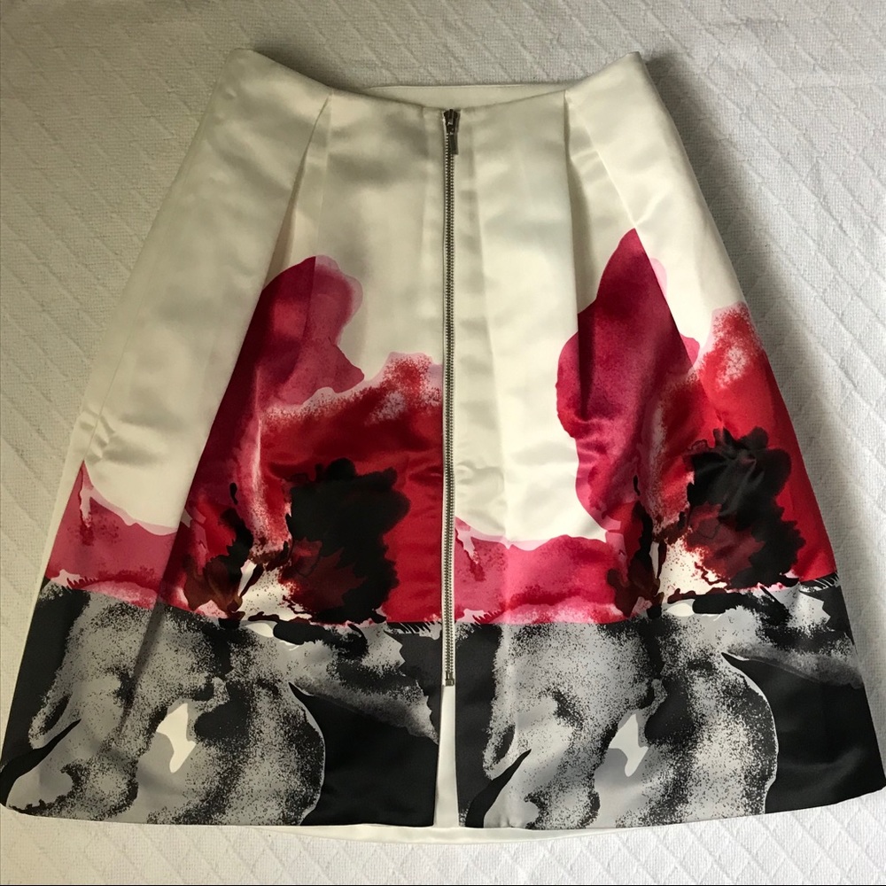 TopShop satin flower skirt with front zip